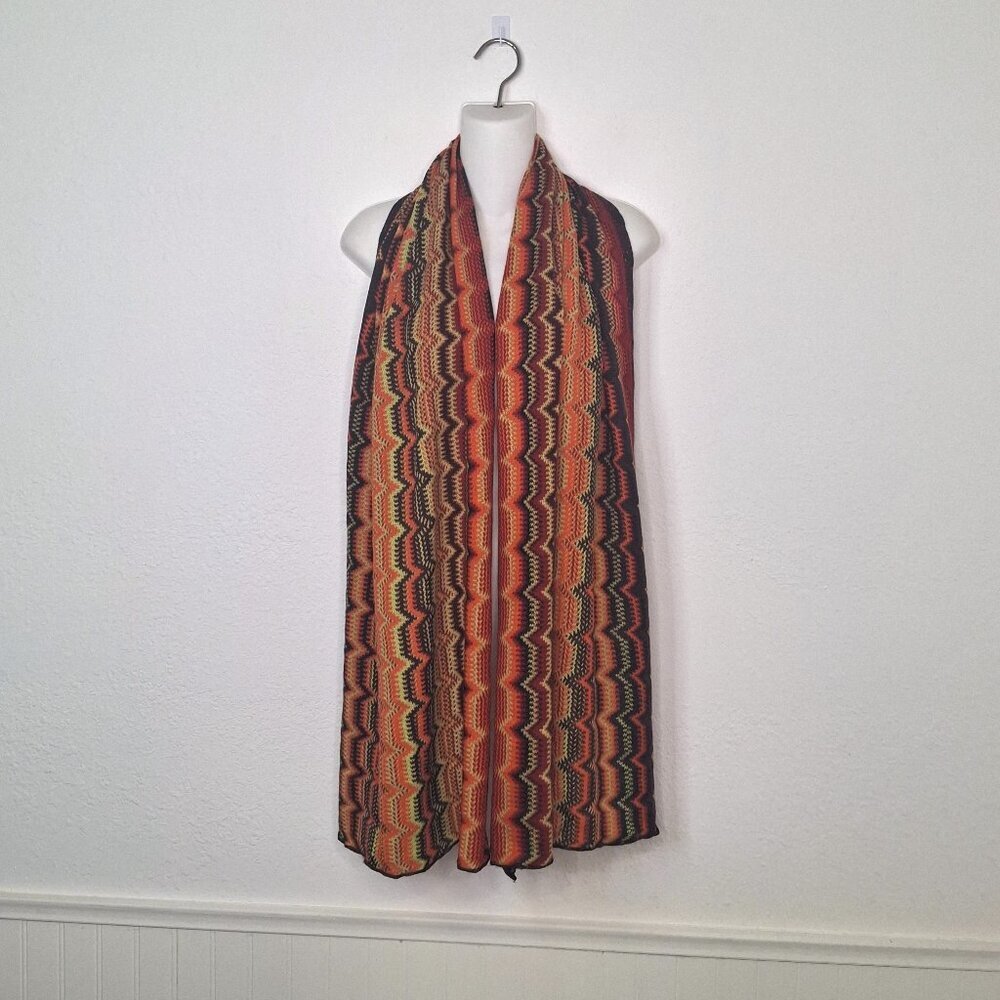 Cotton On Boho Scarf Multicolor 70 X 22 Knit Colorful Artsy Retro 70s